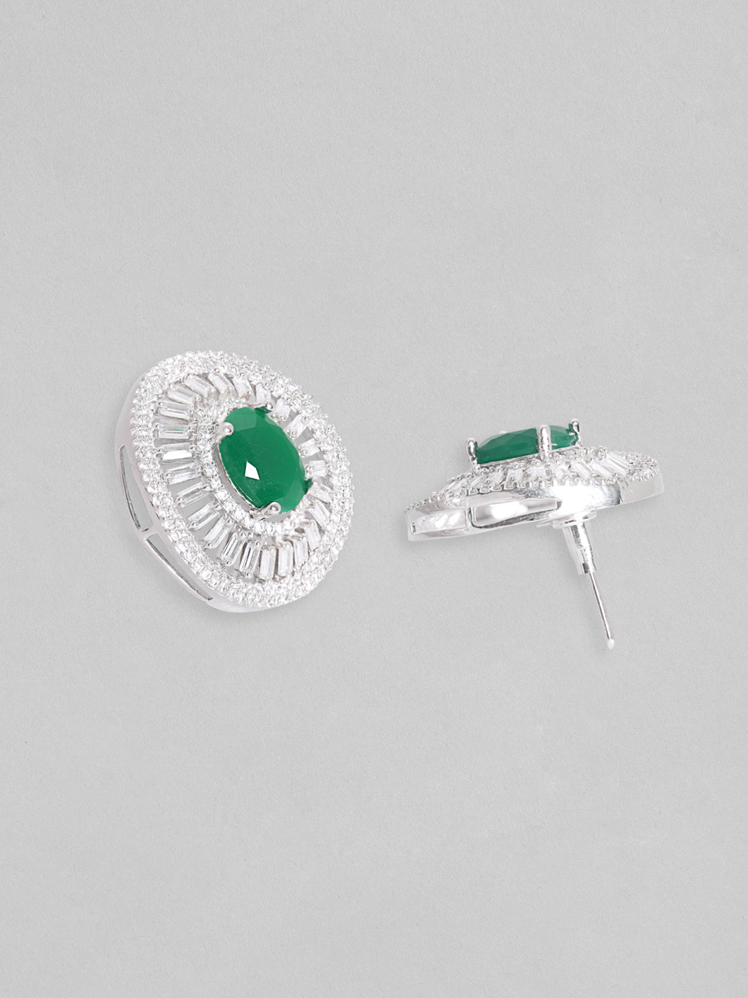 Silver-Plated & Green Oxidised Classic Studs