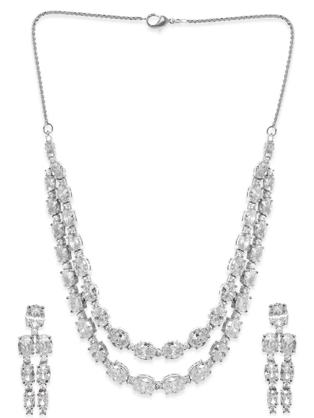 Layered Necklace Set With Studded American Diamonds