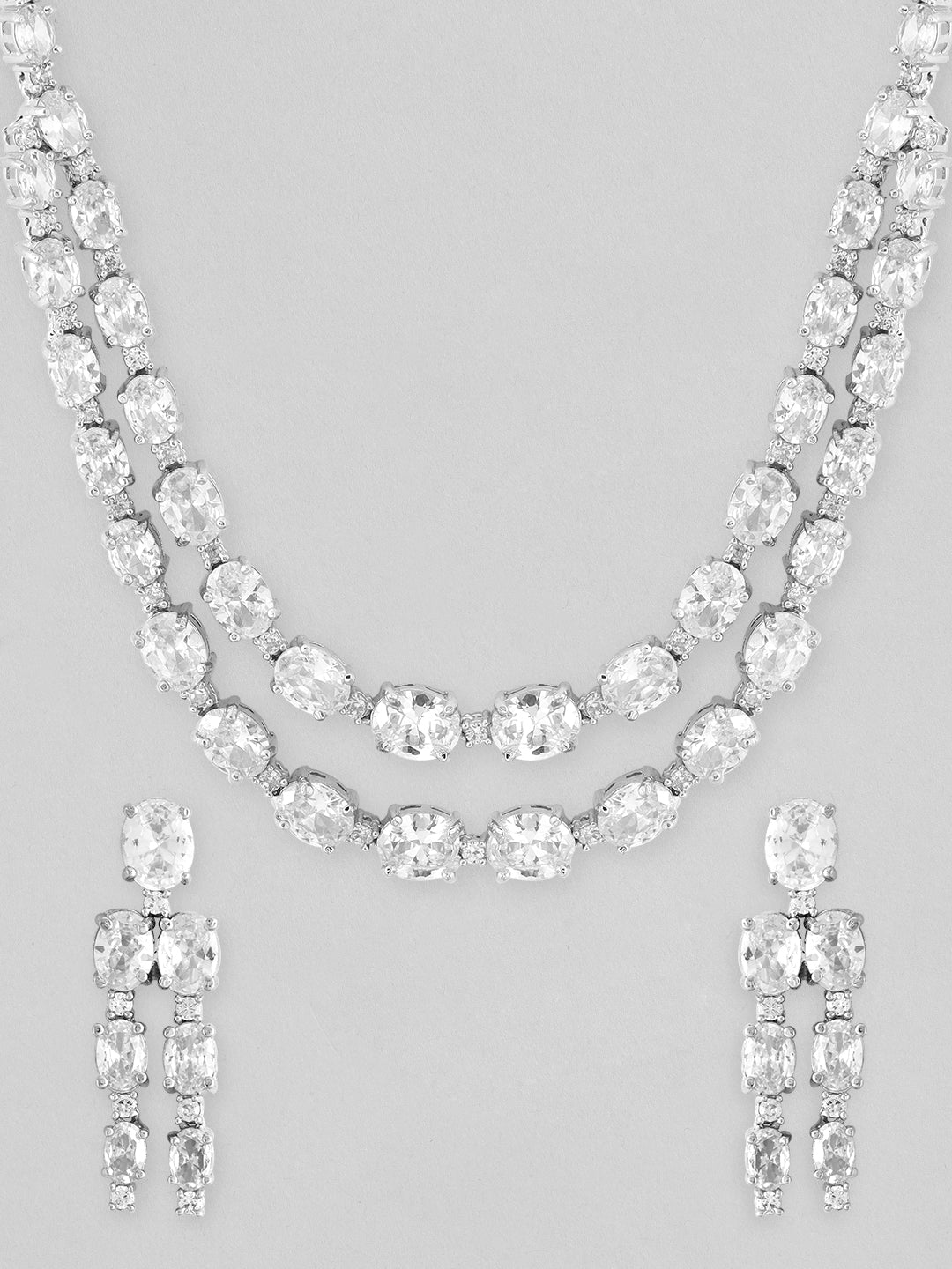 Layered Necklace Set With Studded American Diamonds