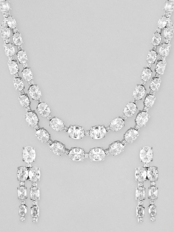 Layered Necklace Set With Studded American Diamonds