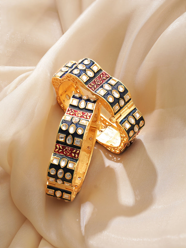 Luxury Gold Plated Kundan Work Statement Bangles