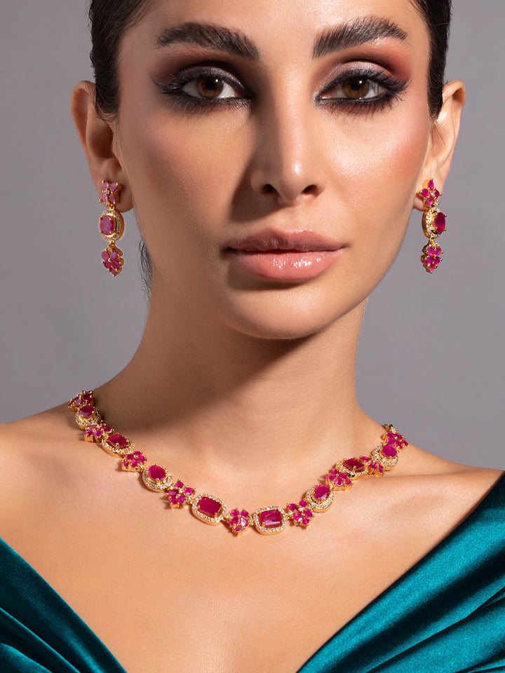 Gold Plated Handcrafted Stone Statement Necklace Set