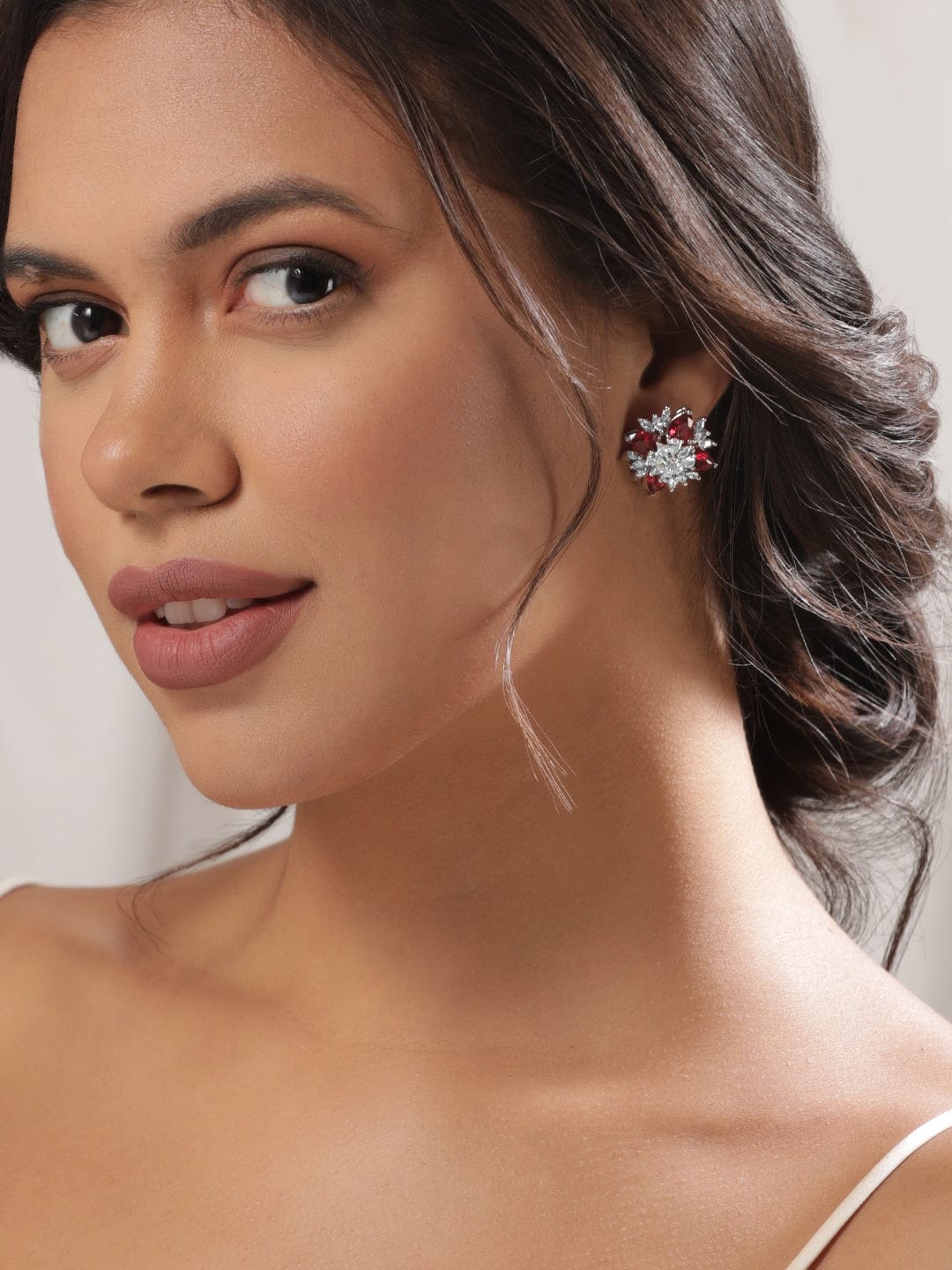 As Seen On Mansi Ugale Rubans Silver-Toned Geometric Studs Earrings Earrings