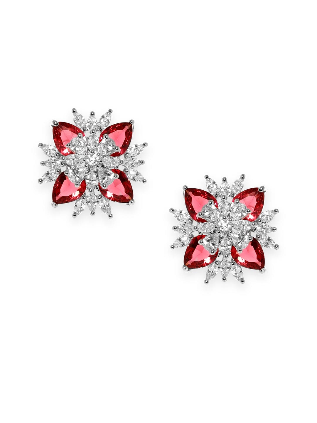 As Seen On Mansi Ugale Rubans Silver-Toned Geometric Studs Earrings Earrings