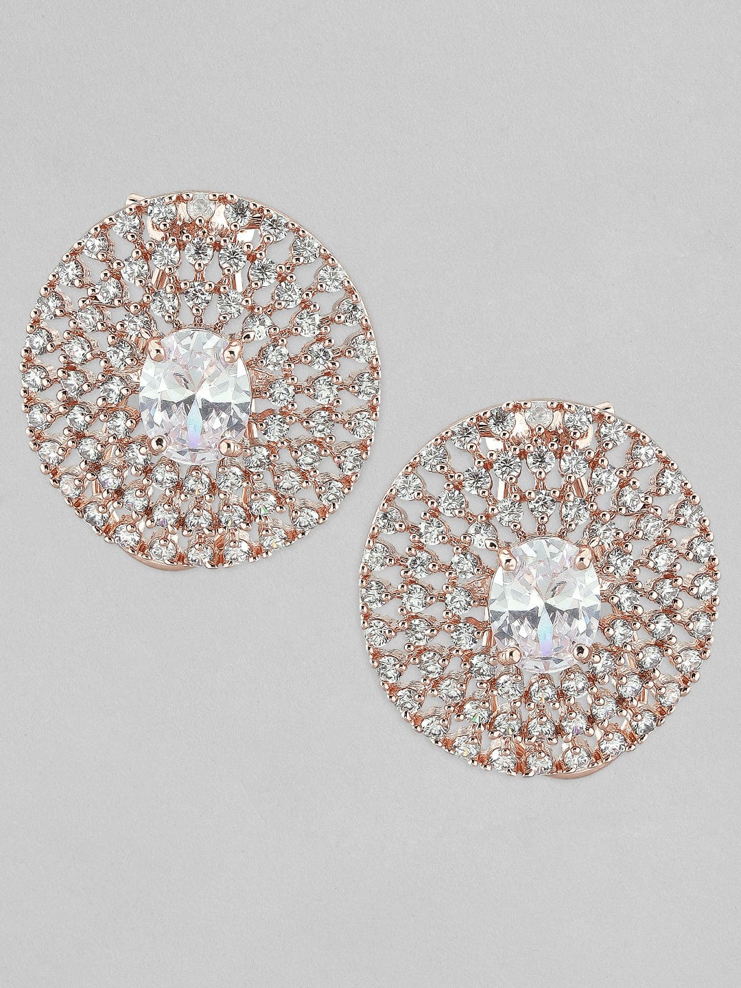 As Seen On - Rubans Rose Gold-White AD Stud Earrings Earrings