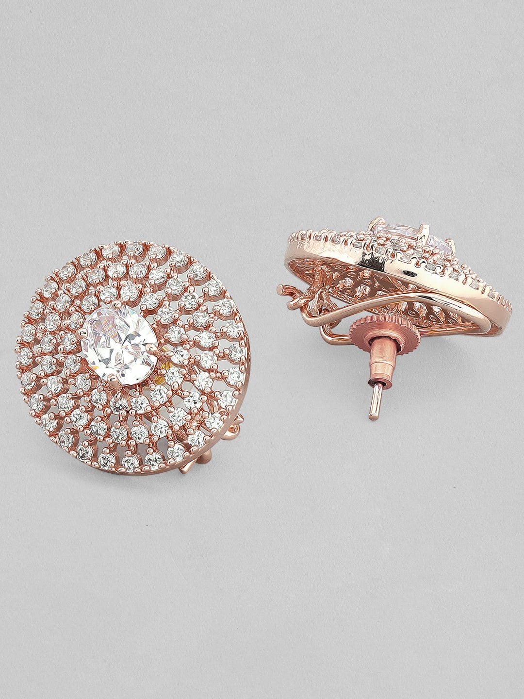 As Seen On - Rubans Rose Gold-White AD Stud Earrings Earrings