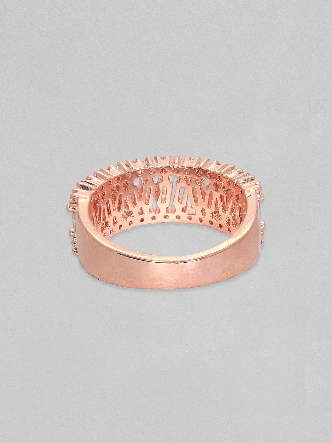 Rubans 18K Rose Gold-Plated Cubic Zirconia-Studded Finger Ring Rings