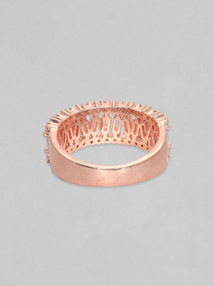 Rubans 18K Rose Gold-Plated Cubic Zirconia-Studded Finger Ring Rings