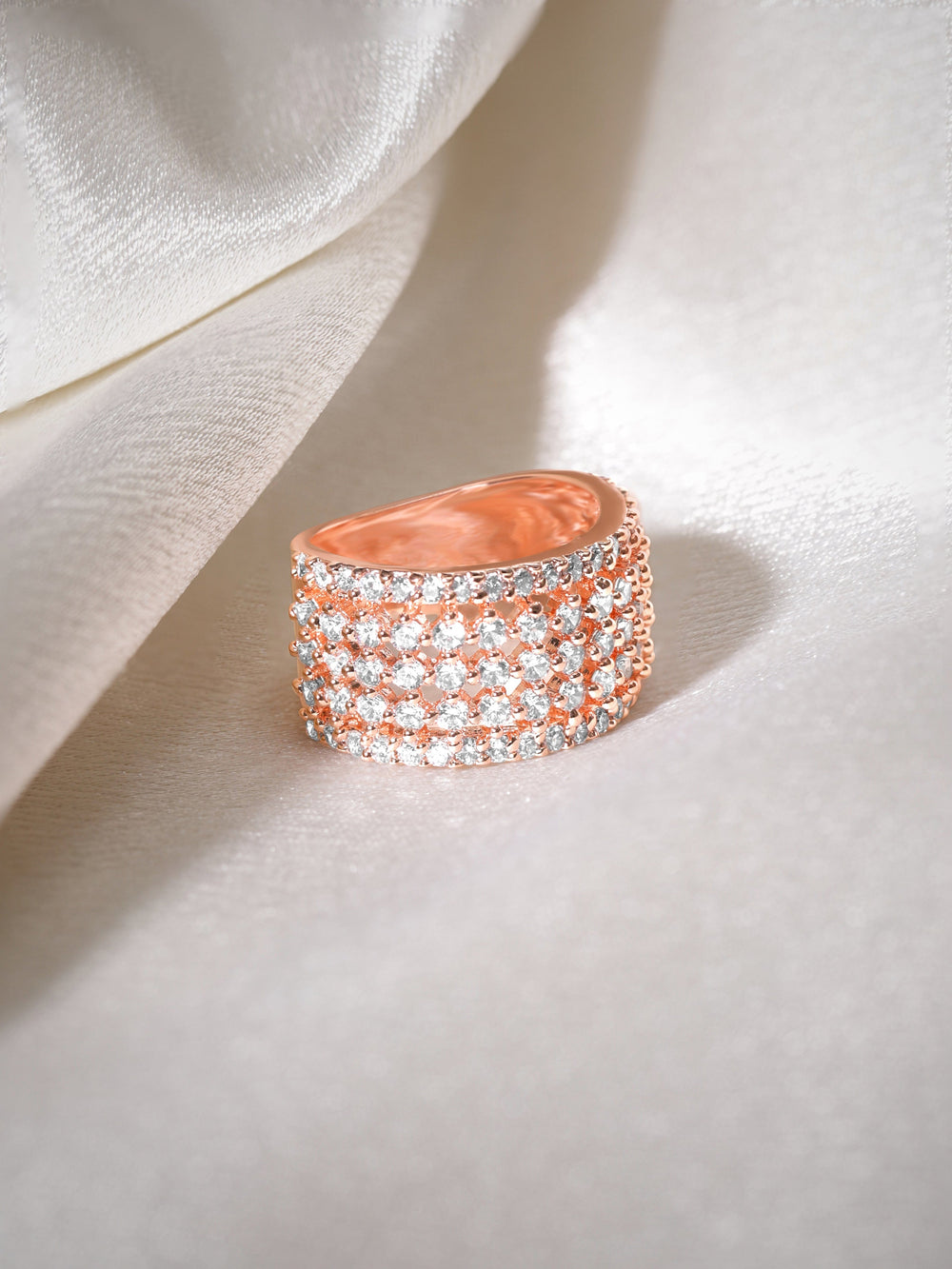 Rubans 18k Rose Gold-Plated  CZ-Studded Finger Ring Rings