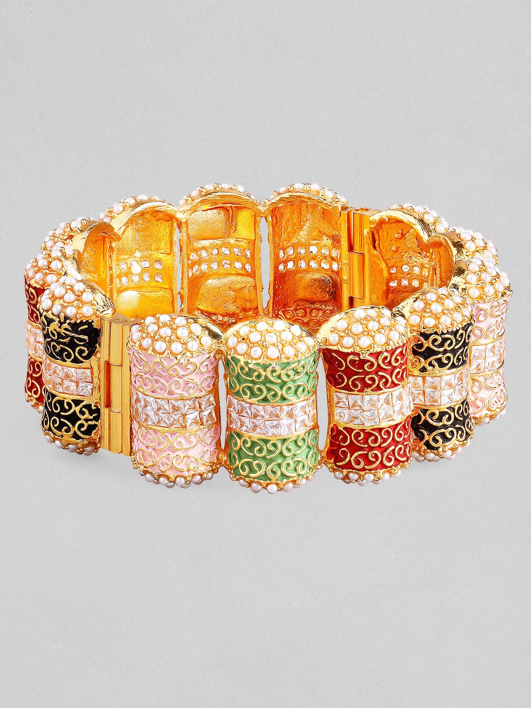 Rubans 22K Gold Plated Enamel Handpainted Multicolor Bracelet. Bangles & Bracelets