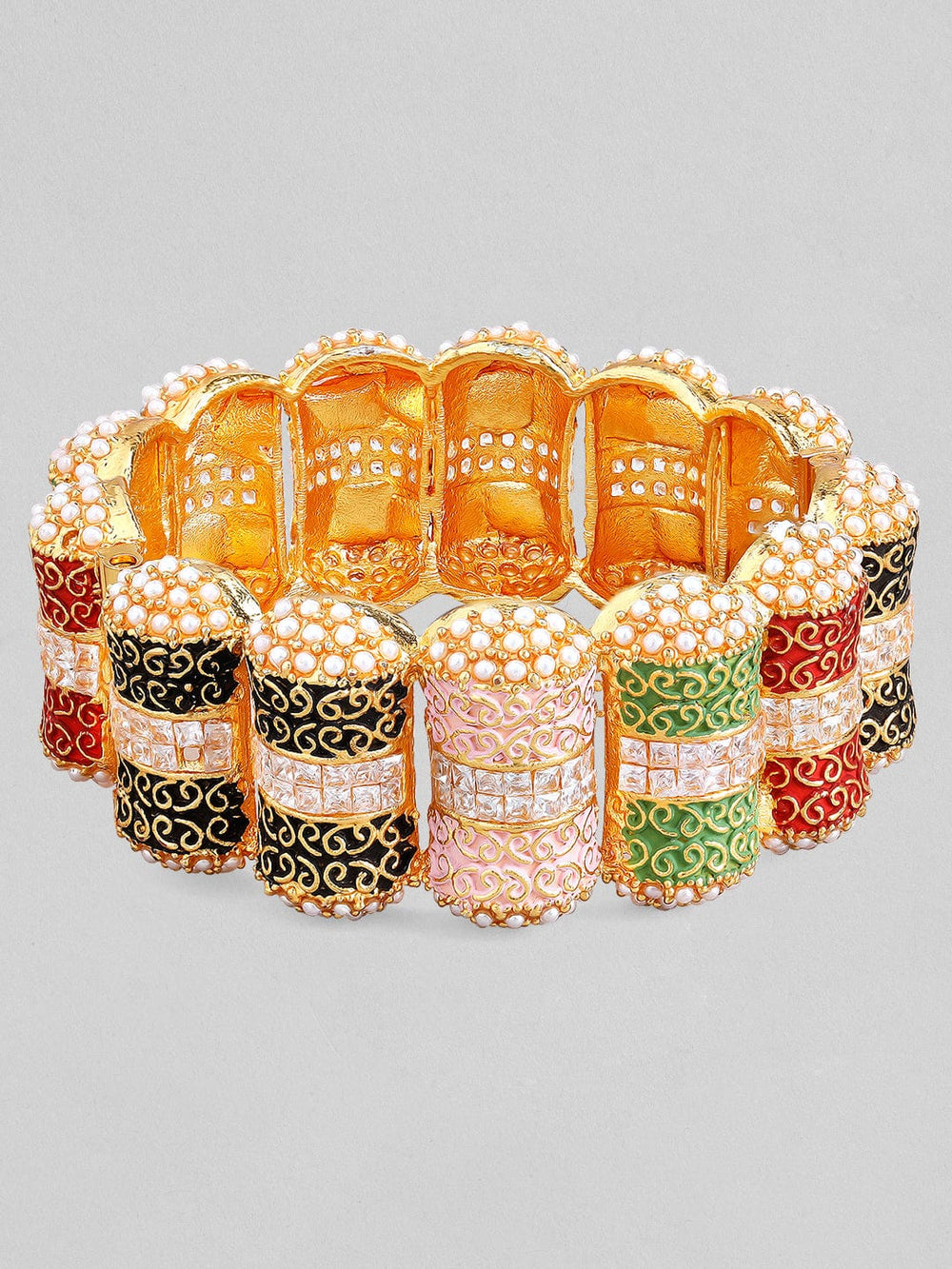 Rubans 22K Gold Plated Enamel Handpainted Multicolor Bracelet. Bangles & Bracelets