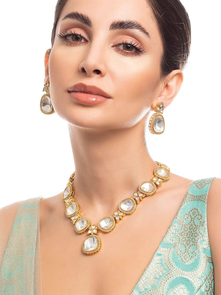 Rubans 22K Gold Plated Kundan Necklace Set With Beautiful Design Necklace Set