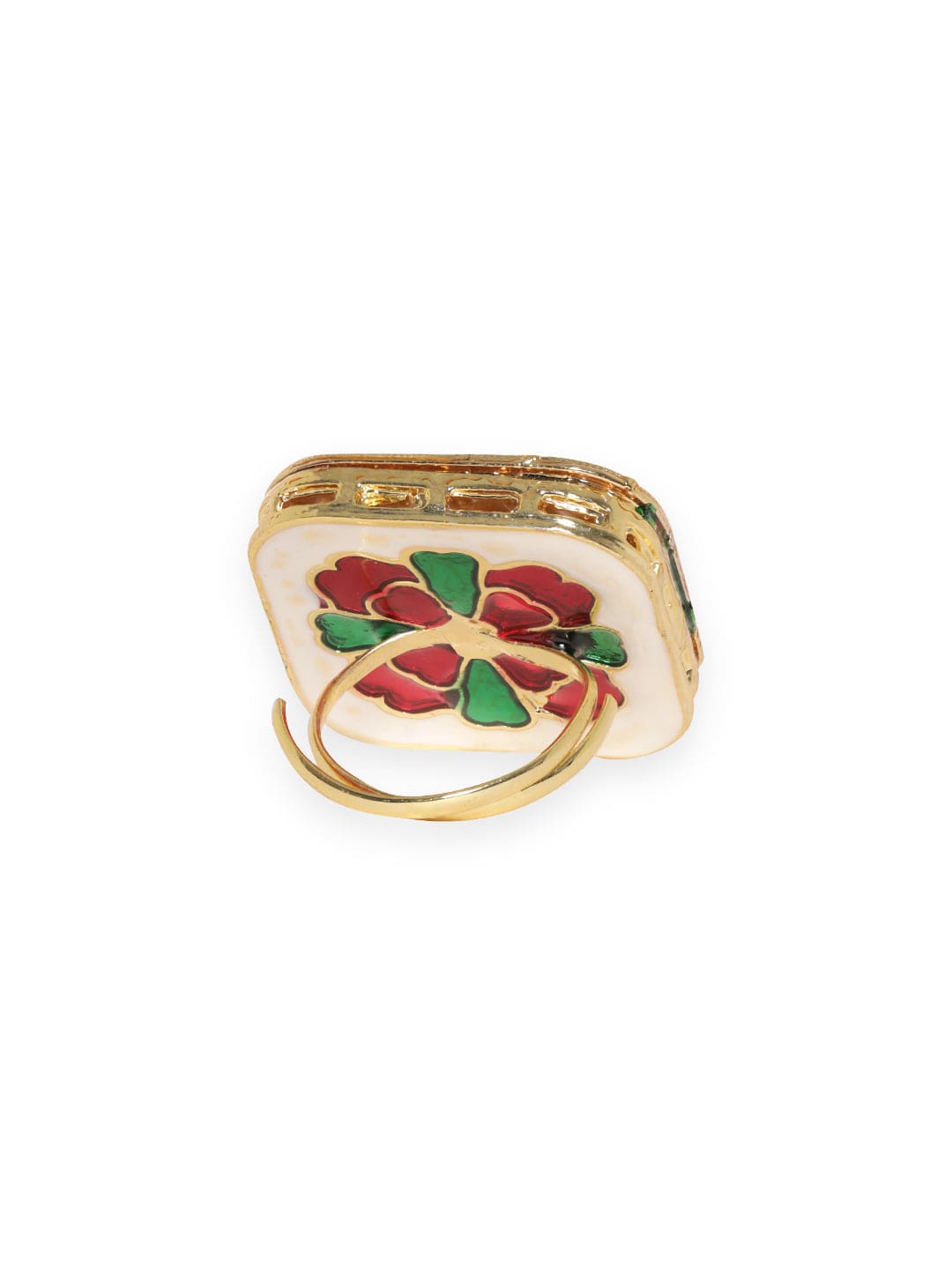 Rubans 22K Gold-Plated Kundan-Studded Adjustable Finger Ring Rings