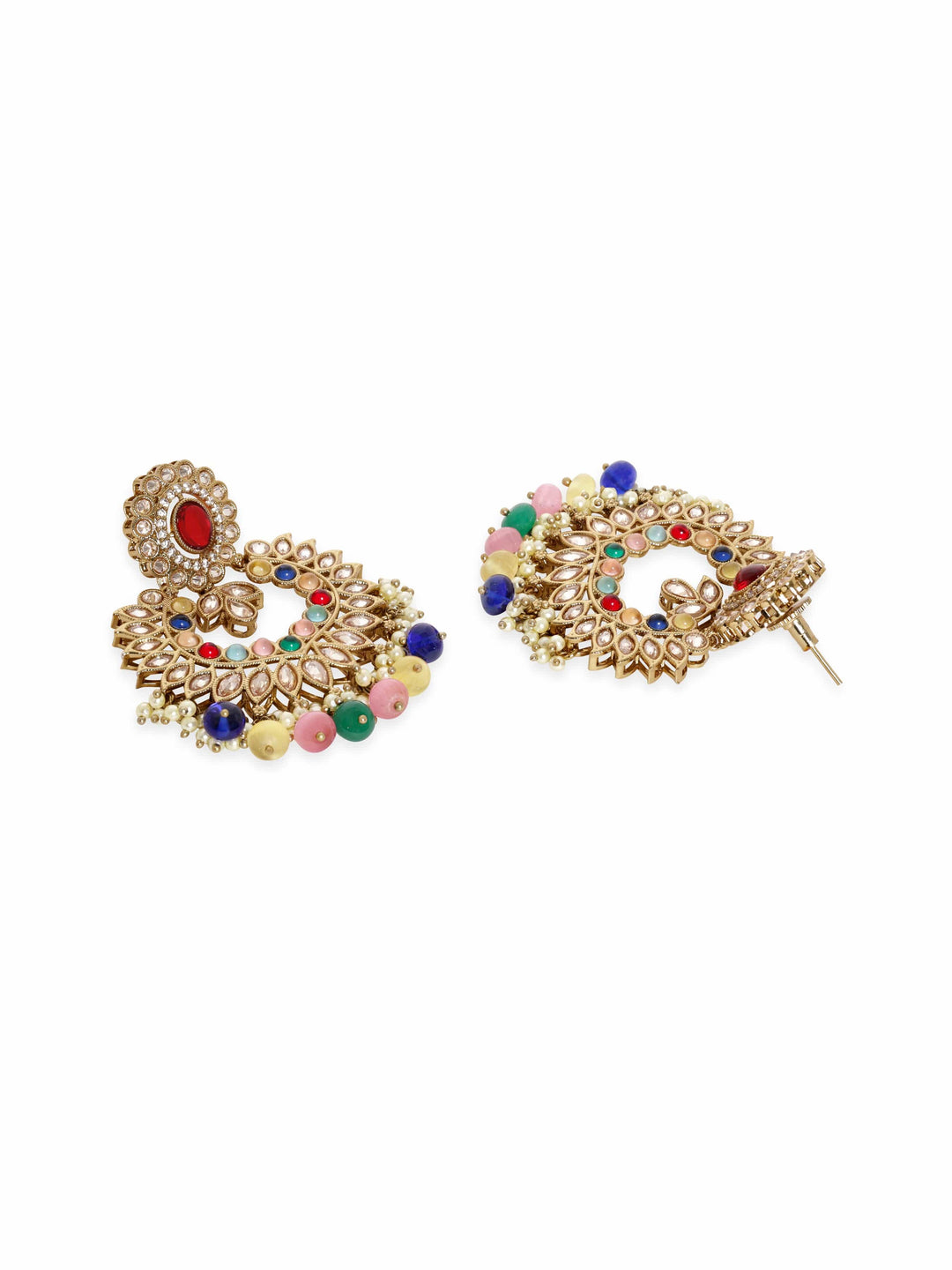 Rubans 22K Mehndi gold plated Multicolor & Reverse AD Studded Choker Set Jewellery Sets
