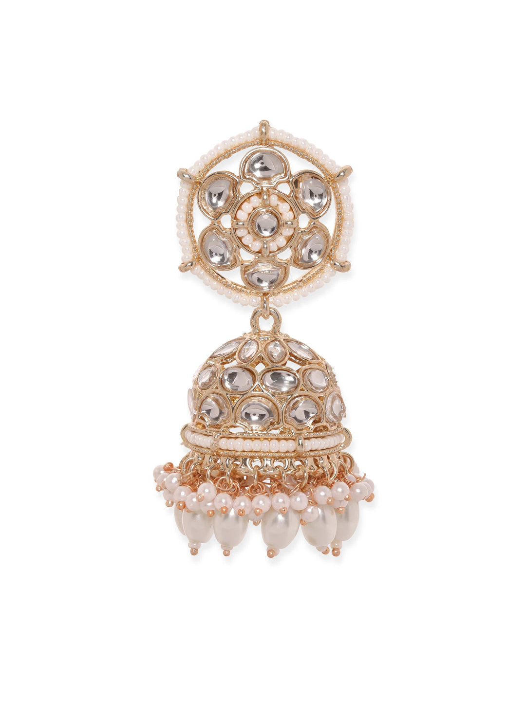 Rubans 22K Rose Gold Pearl dangle Statement Jhumka Earrings Earrings