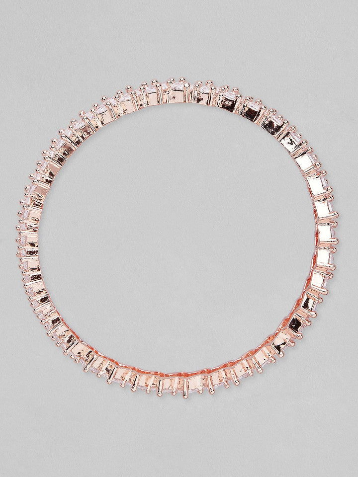 Rubans 22K Rose Gold-Plated AD Stone-Studded Handcrafted Bangles Set Of 2 Bangles & Bracelets