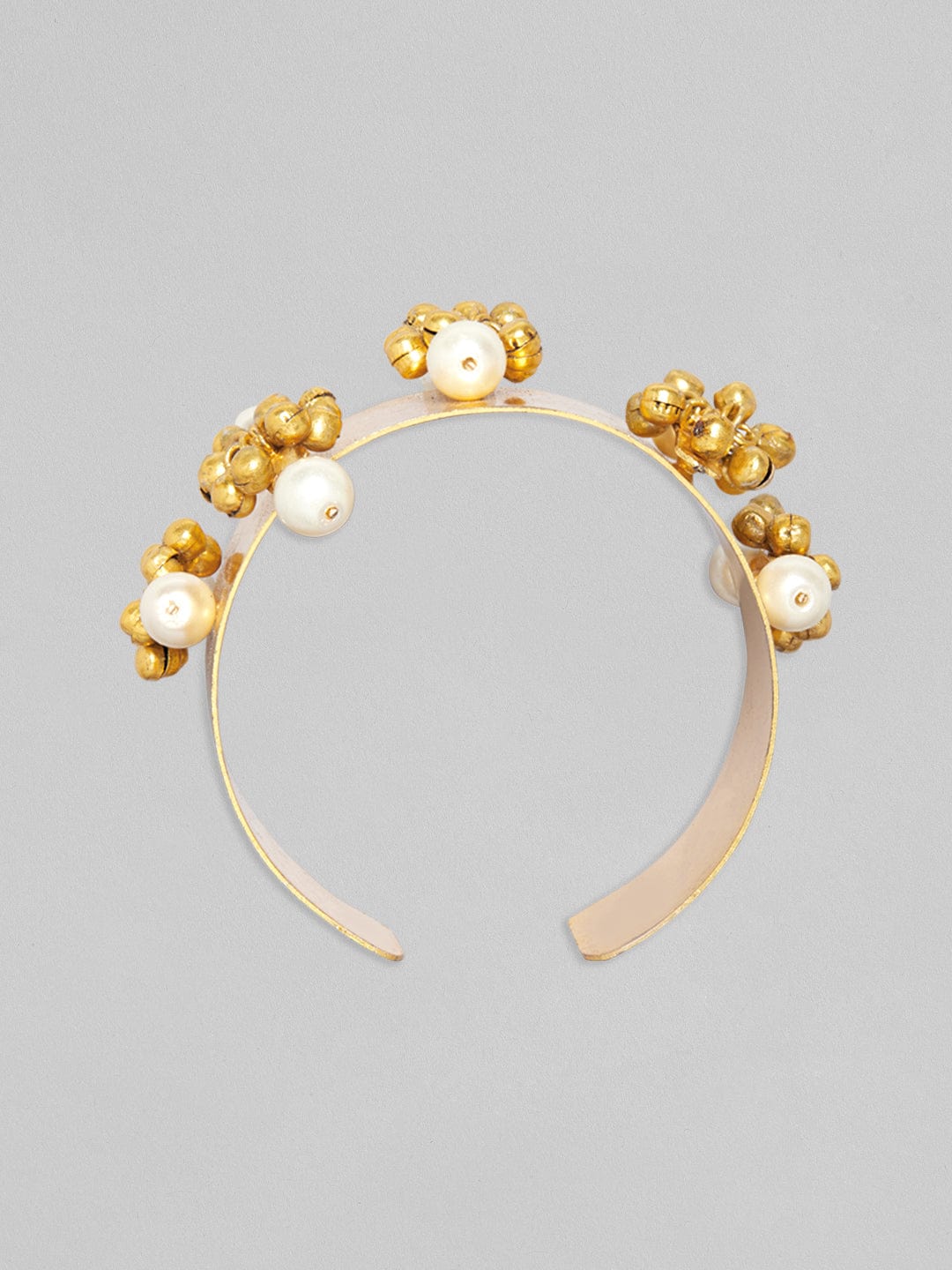 Rubans 24K Gold Plated Handcrafted Bracelet With Pearls And Golden Beads Bangles & Bracelets