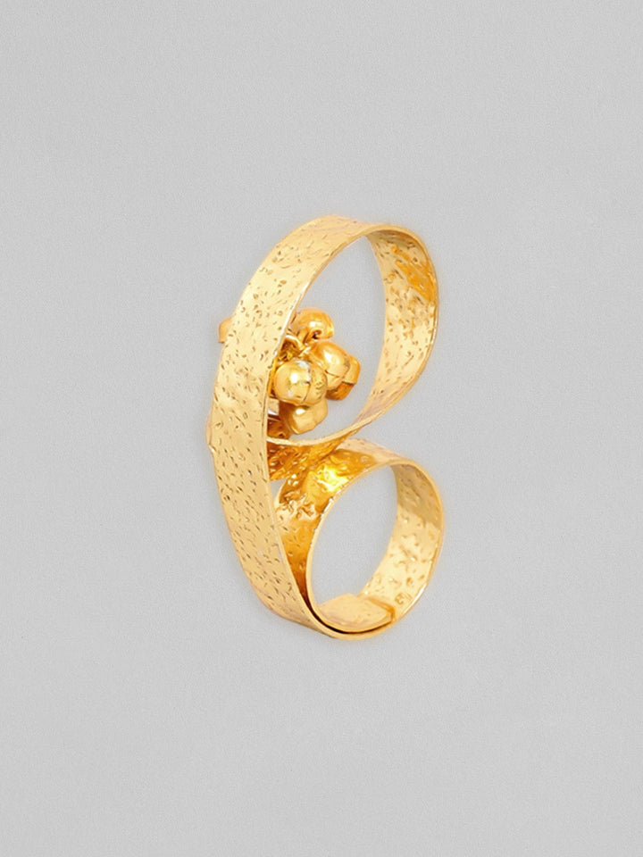 Rubans 24K Gold Plated Handcrafted Ring With Unique Design And Golden Beads Rings