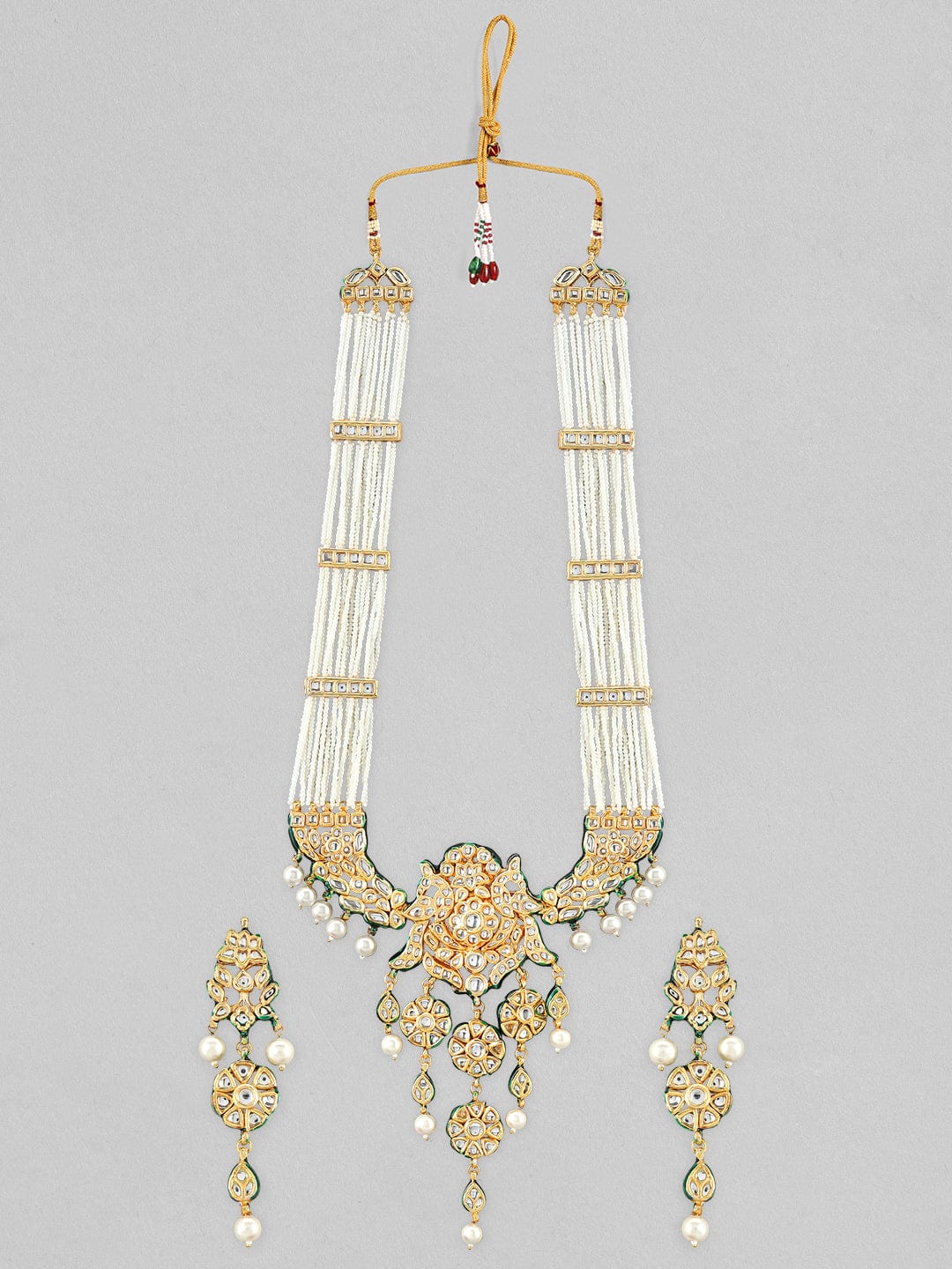 Rubans 24K Gold Plated Kundan Necklace Set With Layered Design Necklace Set