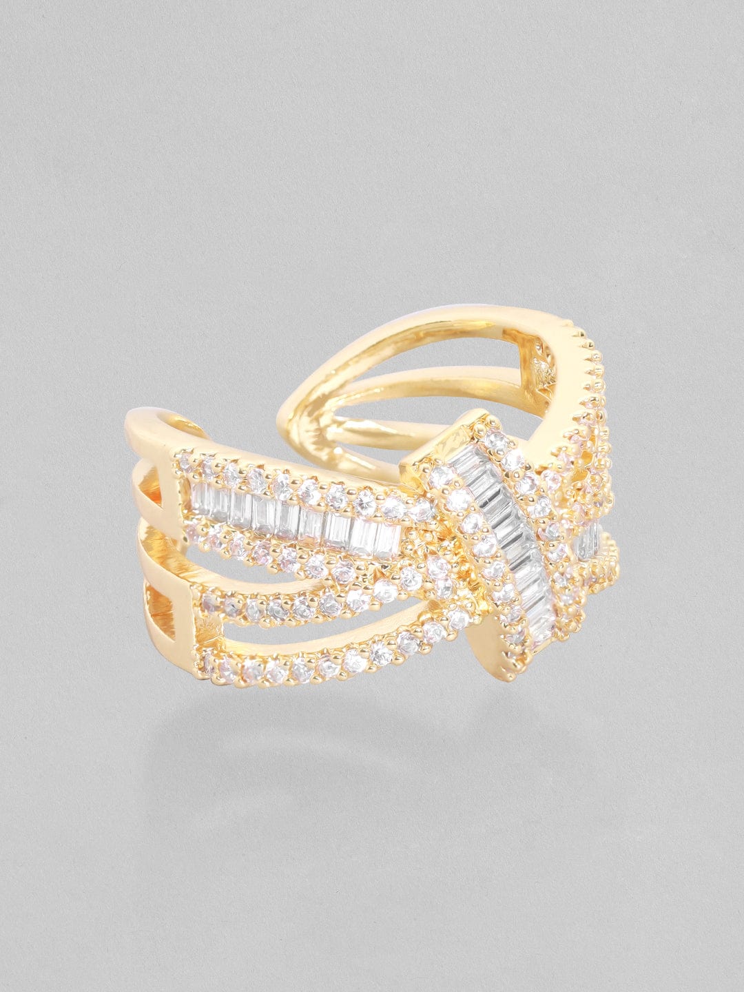 Rubans AD Gold Plated Crisscross Ring Rings