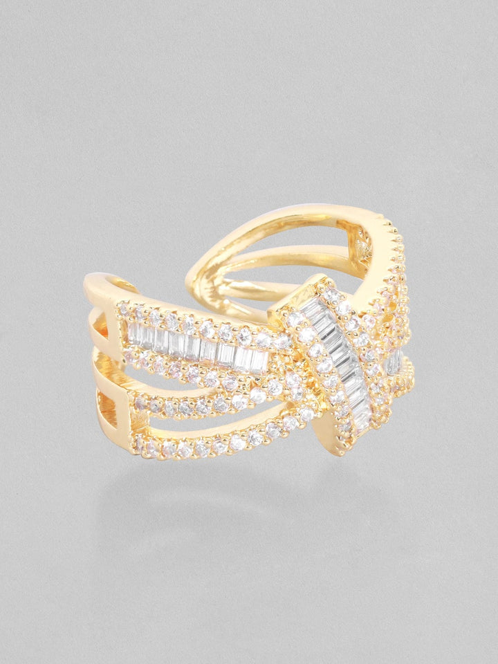 Rubans AD Gold Plated Crisscross Ring Rings