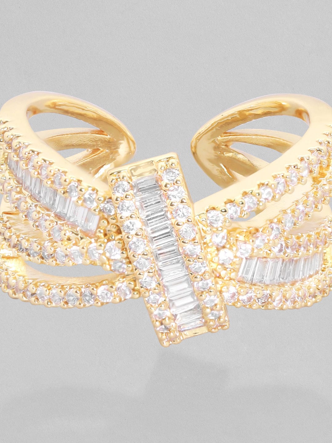 Rubans AD Gold Plated Crisscross Ring Rings