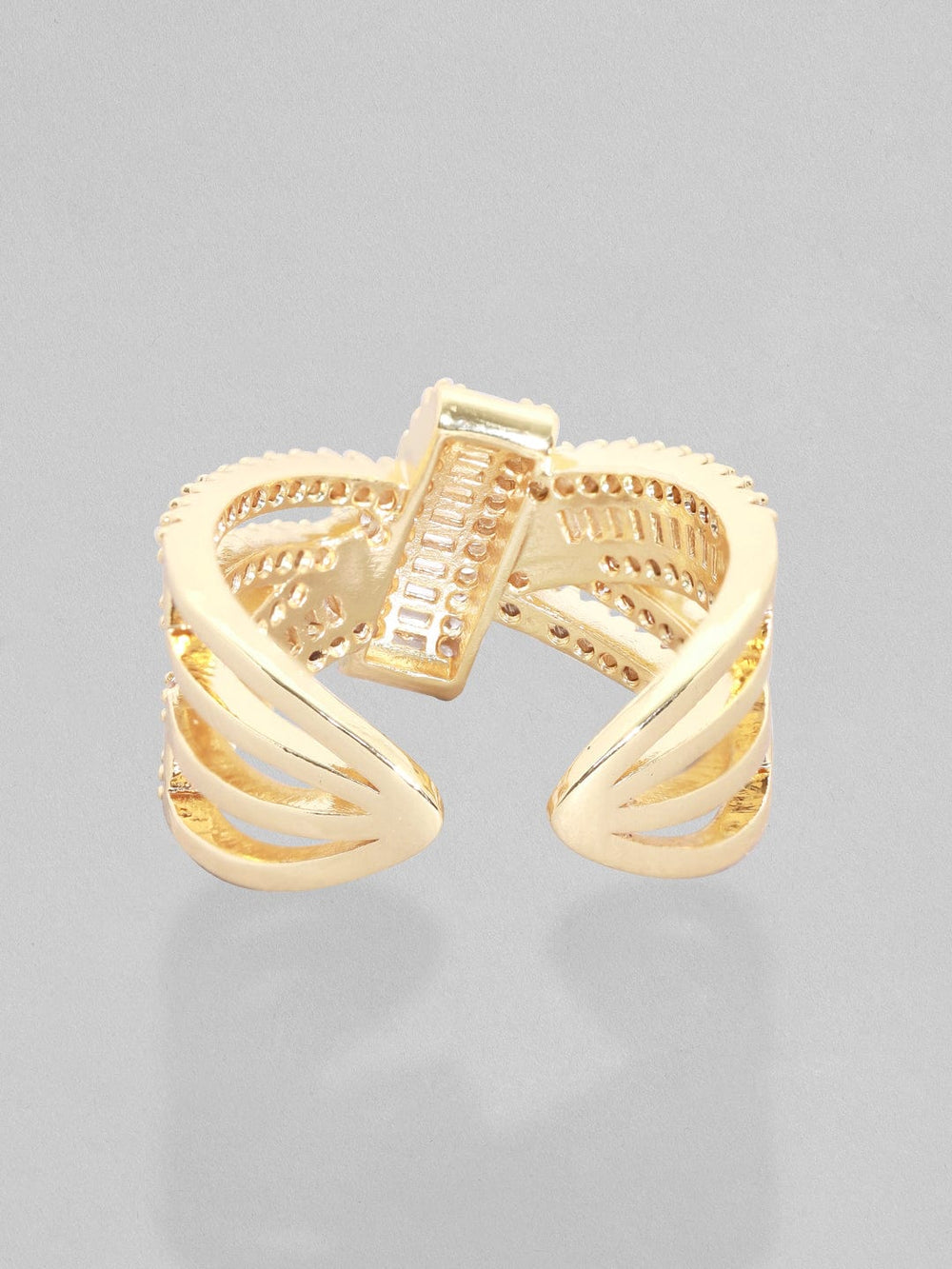 Rubans AD Gold Plated Crisscross Ring Rings