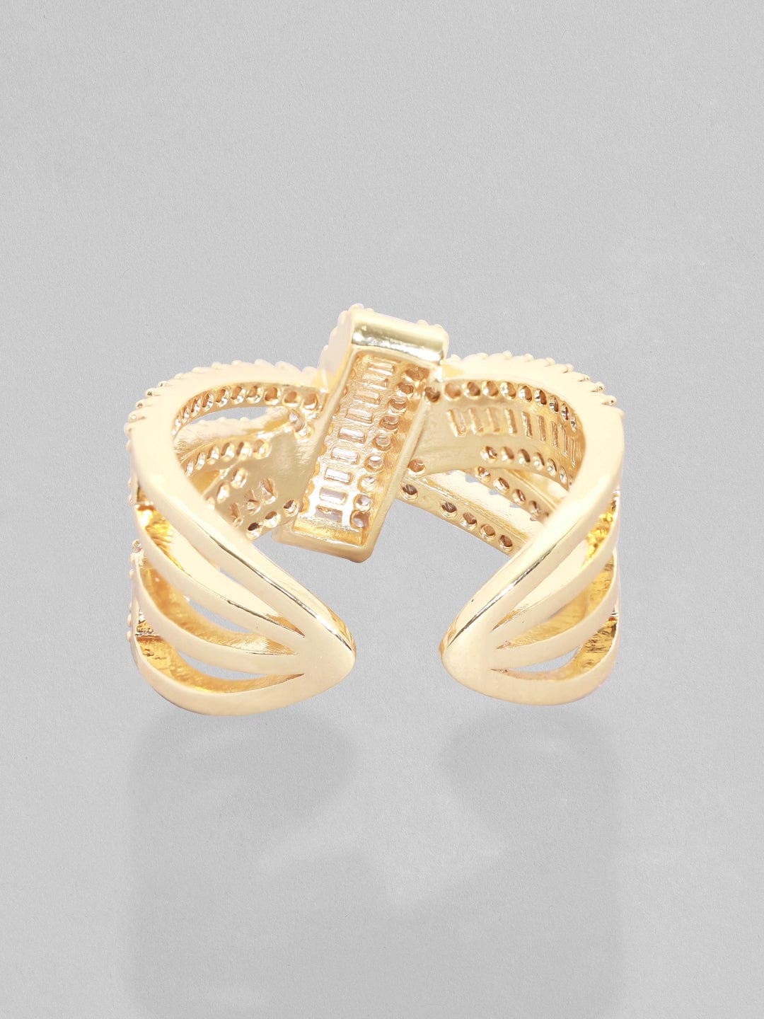 Rubans AD Gold Plated Crisscross Ring Rings