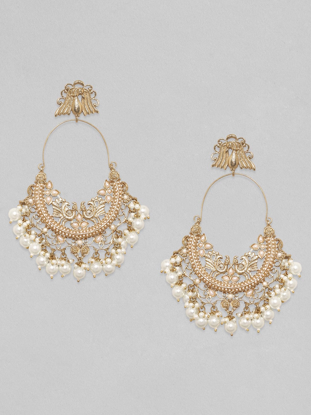 Rubans Beautiful Peacock Inspired Chandbali With Pearl Hangings. Earrings
