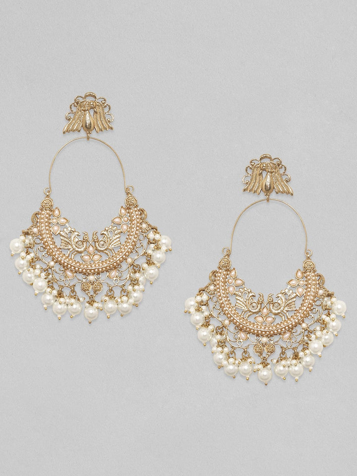 Rubans Beautiful Peacock Inspired Chandbali With Pearl Hangings. Earrings