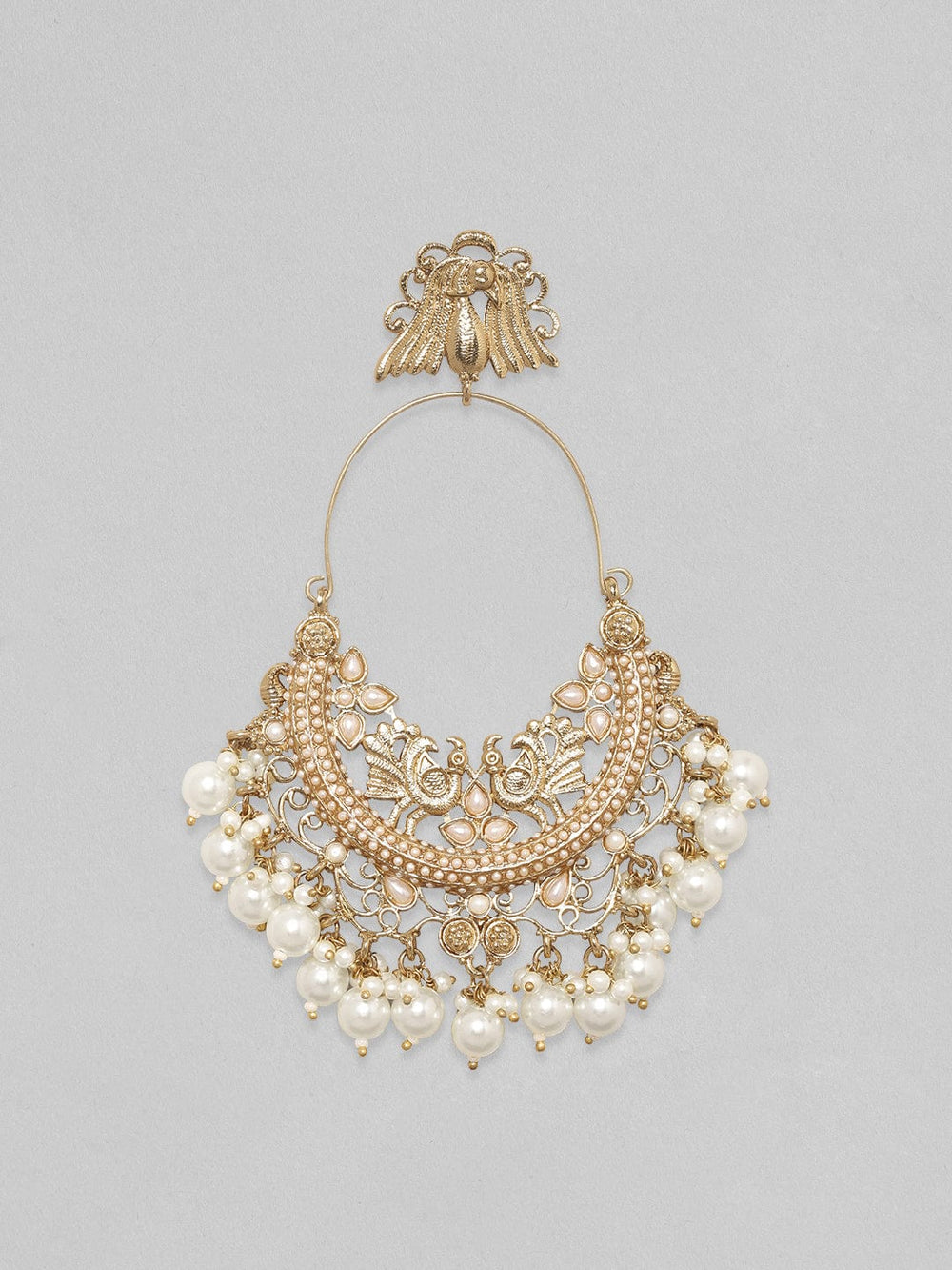 Rubans Beautiful Peacock Inspired Chandbali With Pearl Hangings. Earrings