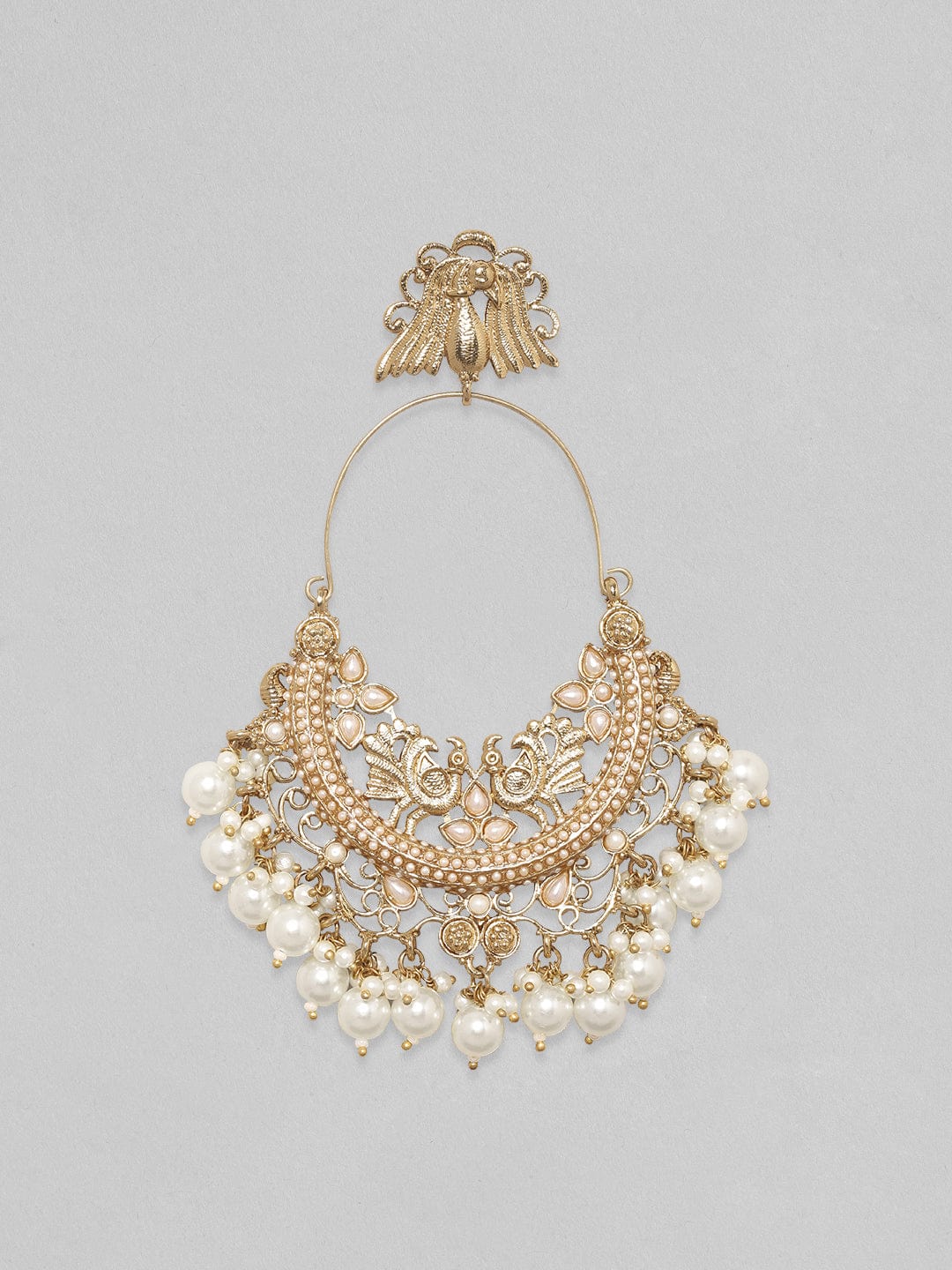 Rubans Beautiful Peacock Inspired Chandbali With Pearl Hangings. Earrings