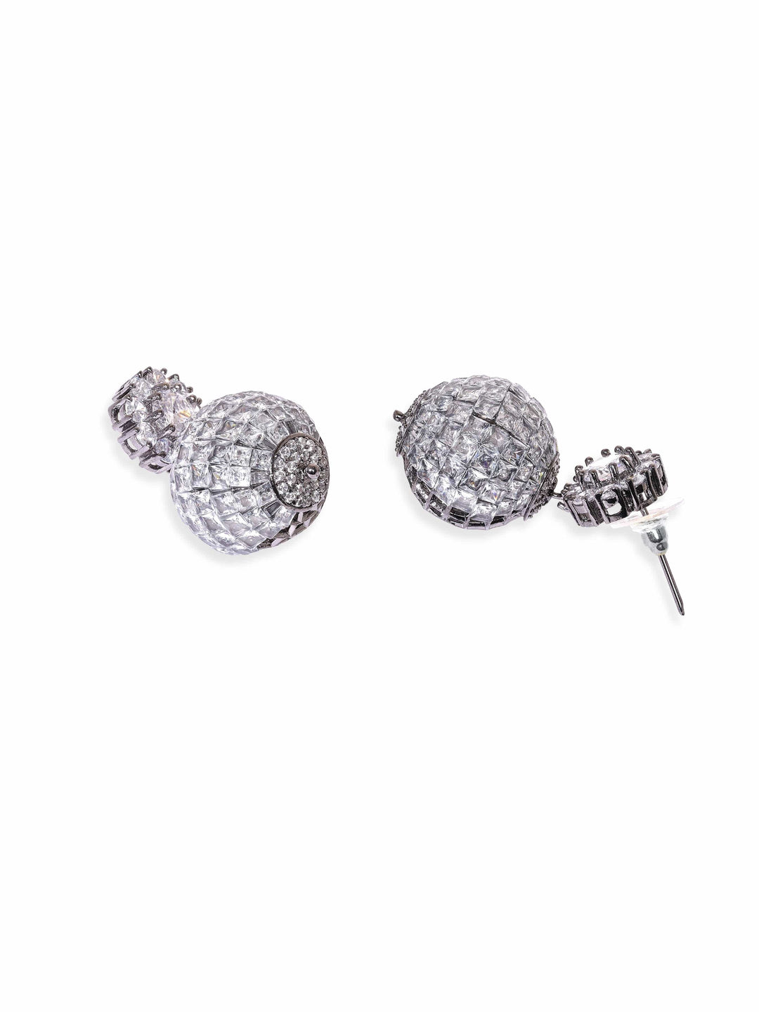 Rubans Black Rhodium plating Pave Setting Ball Drop Earrings Earrings