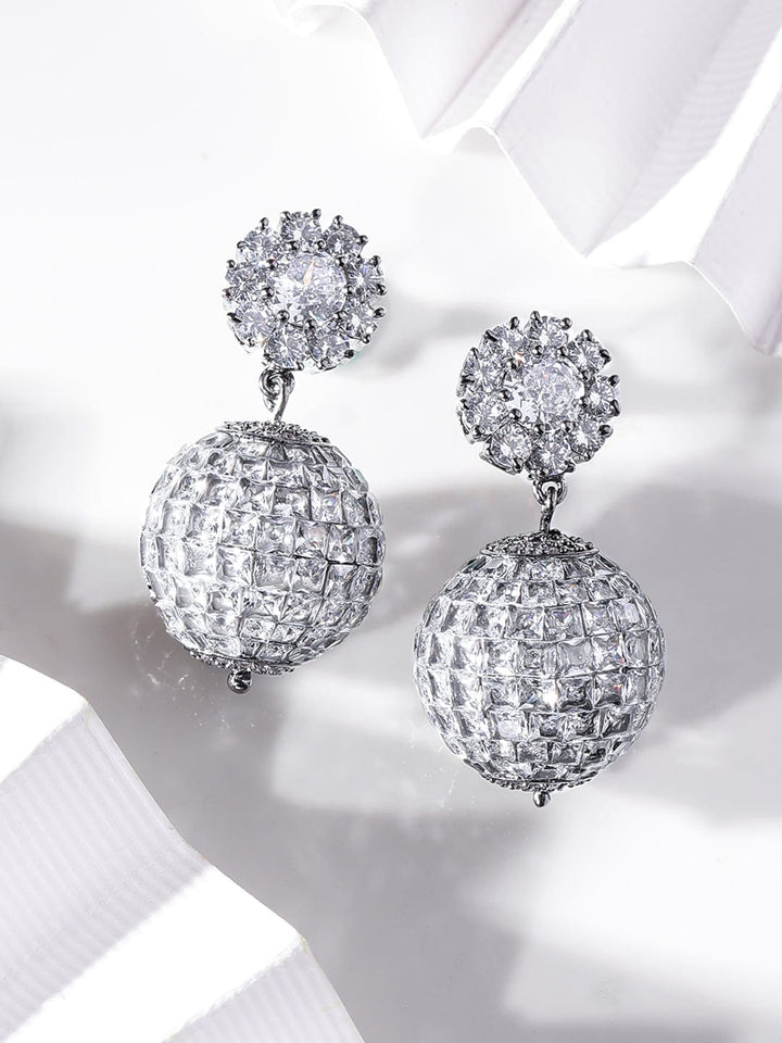 Rubans Black Rhodium plating Pave Setting Ball Drop Earrings Earrings