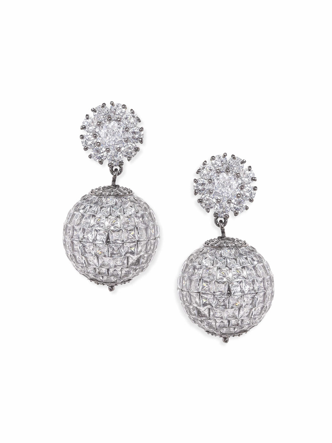 Rubans Black Rhodium plating Pave Setting Ball Drop Earrings Earrings