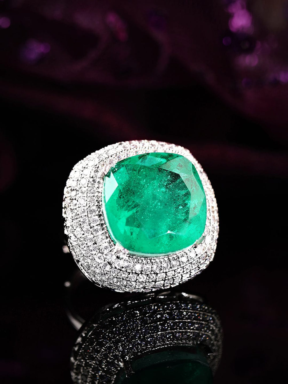 Rubans Emerald Dome Cocktail Ring Rings