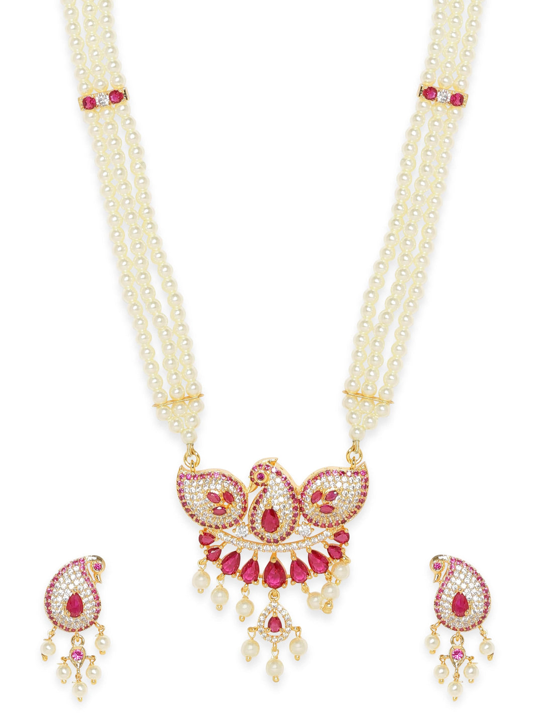 Rubans Gold-Plated American Diamond Stone Studded Jewellery Set Jewellery Sets