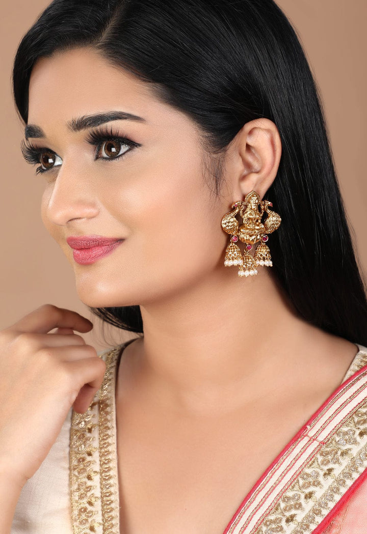 Rubans Gold-Plated Classic Jhumka Earrings