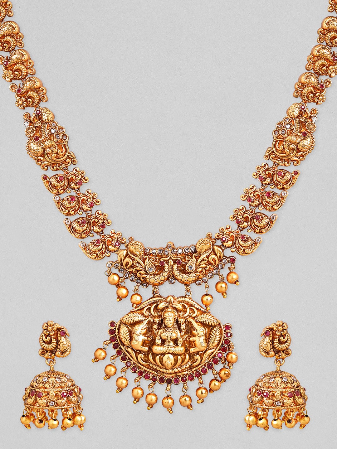 Rubans Gold Plated Godess Laxmi Pendant Necklace Set. Necklace Set