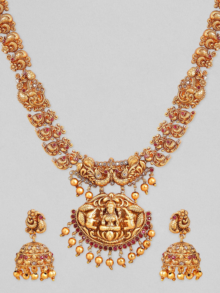 Rubans Gold Plated Godess Laxmi Pendant Necklace Set. Necklace Set