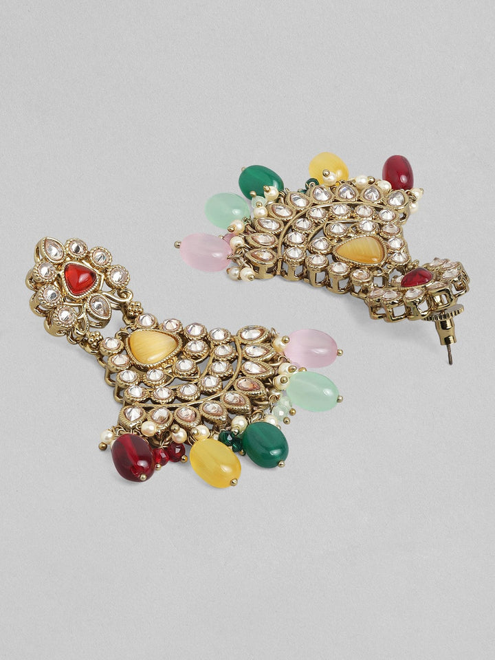 Rubans Gold Plated Handcrafted Multicolored Beads Necklace Set Necklace Set