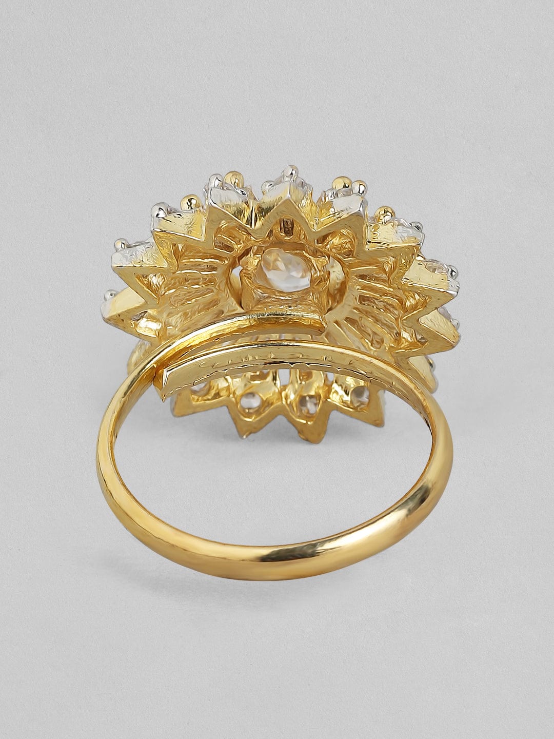 Rubans Gold Plated Handcrafted Zircon Stone Floral Ring Rings