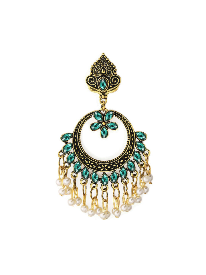 Rubans Gold-Plated Oxidised Handcrafted Contemporary Chandbalis Earrings