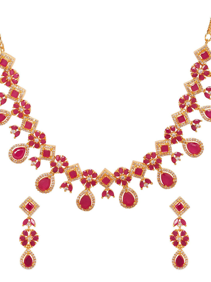 Rubans Gold Plated Stone Statement Necklace Set Necklace Set