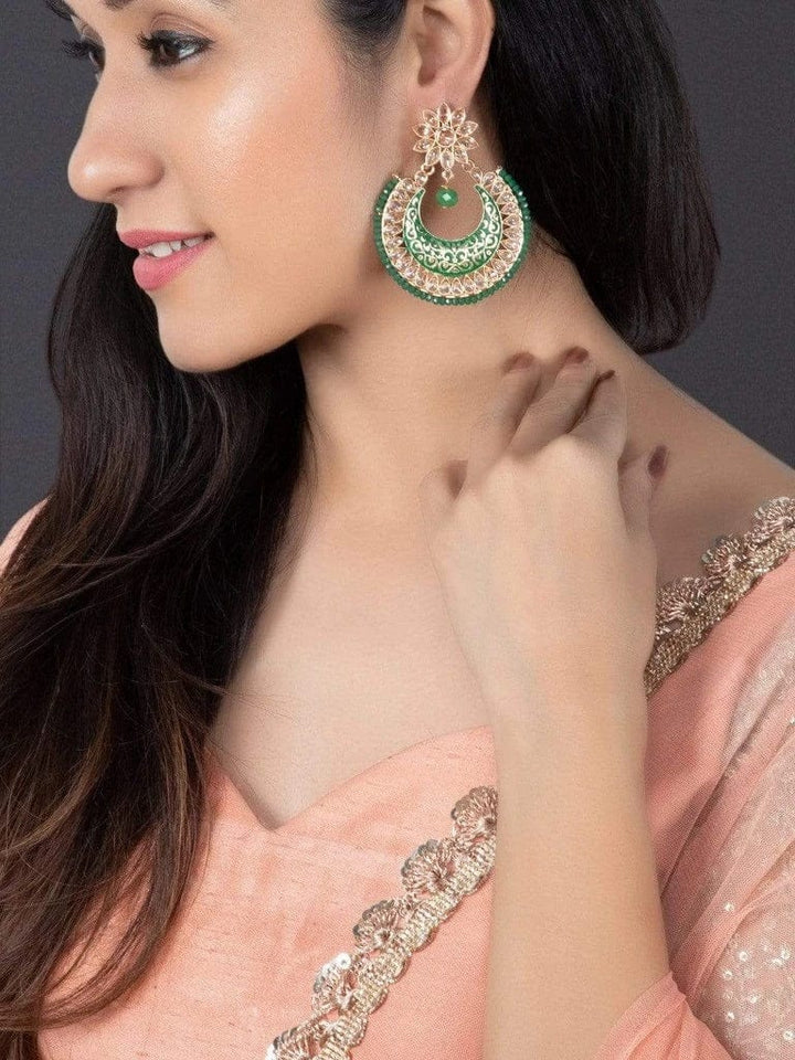 Rubans Gold-Toned Crescent Shaped Chandbalis Earrings