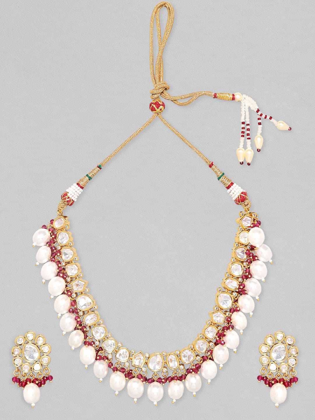 Rubans Kundan Pearl Necklace Set Necklace Set