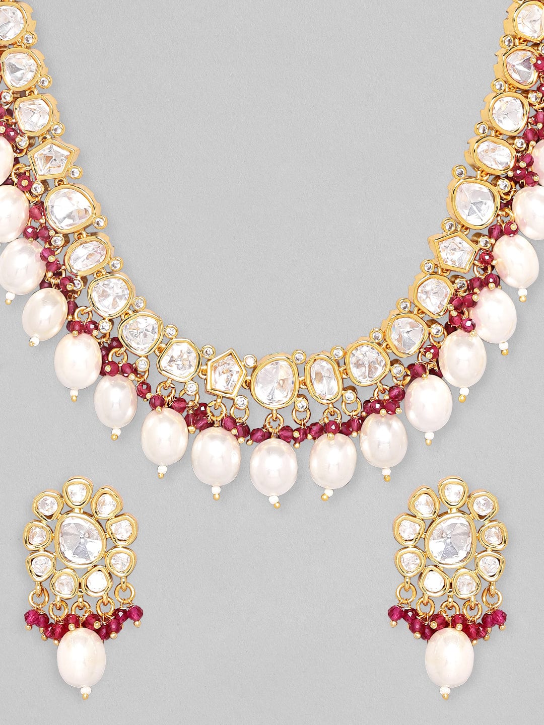 Rubans Kundan Pearl Necklace Set Necklace Set