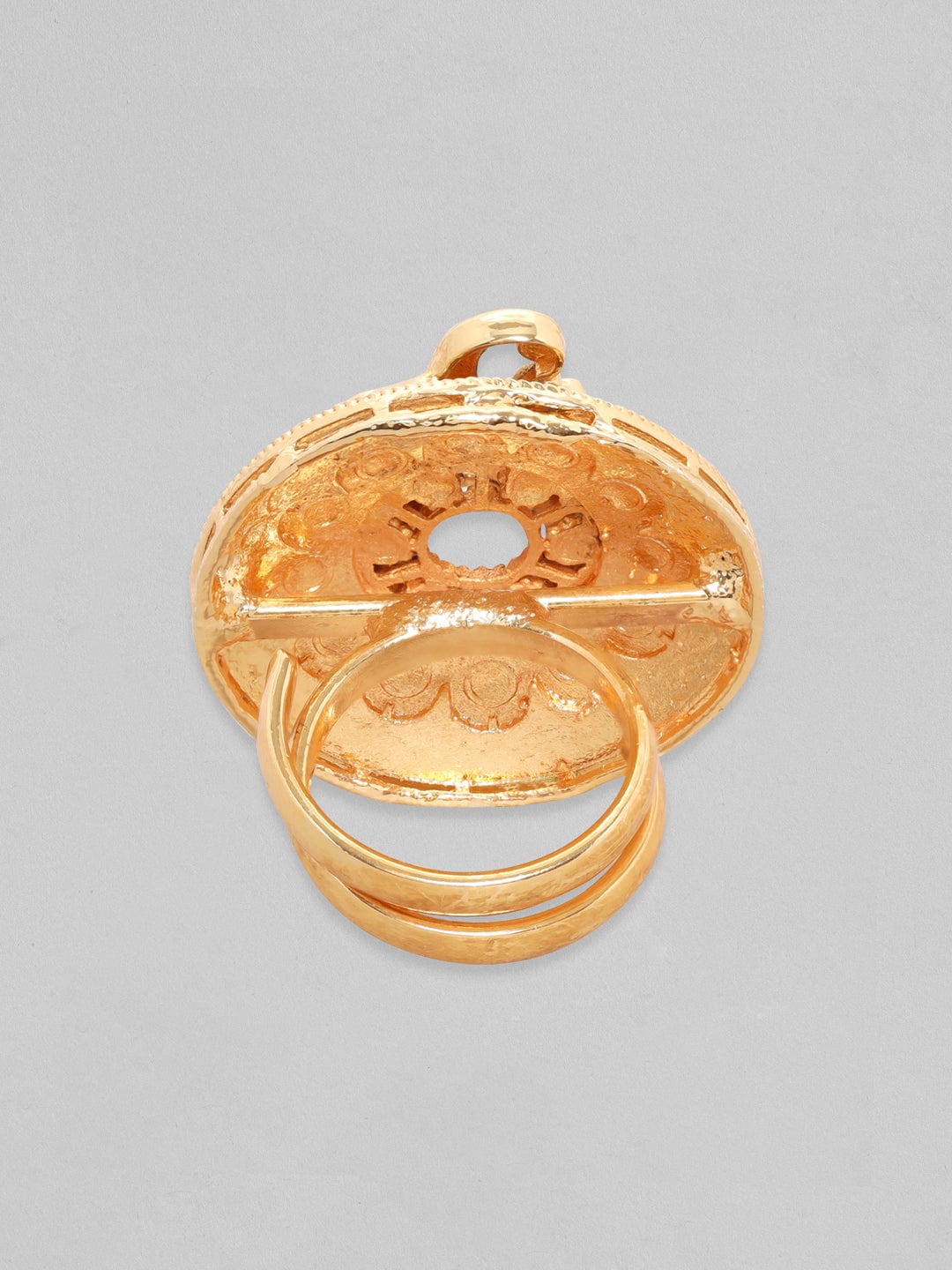 Rubans Luxury 22K Pure Gold Plated Finely Detailed Peacock Statememt Ring. Rings