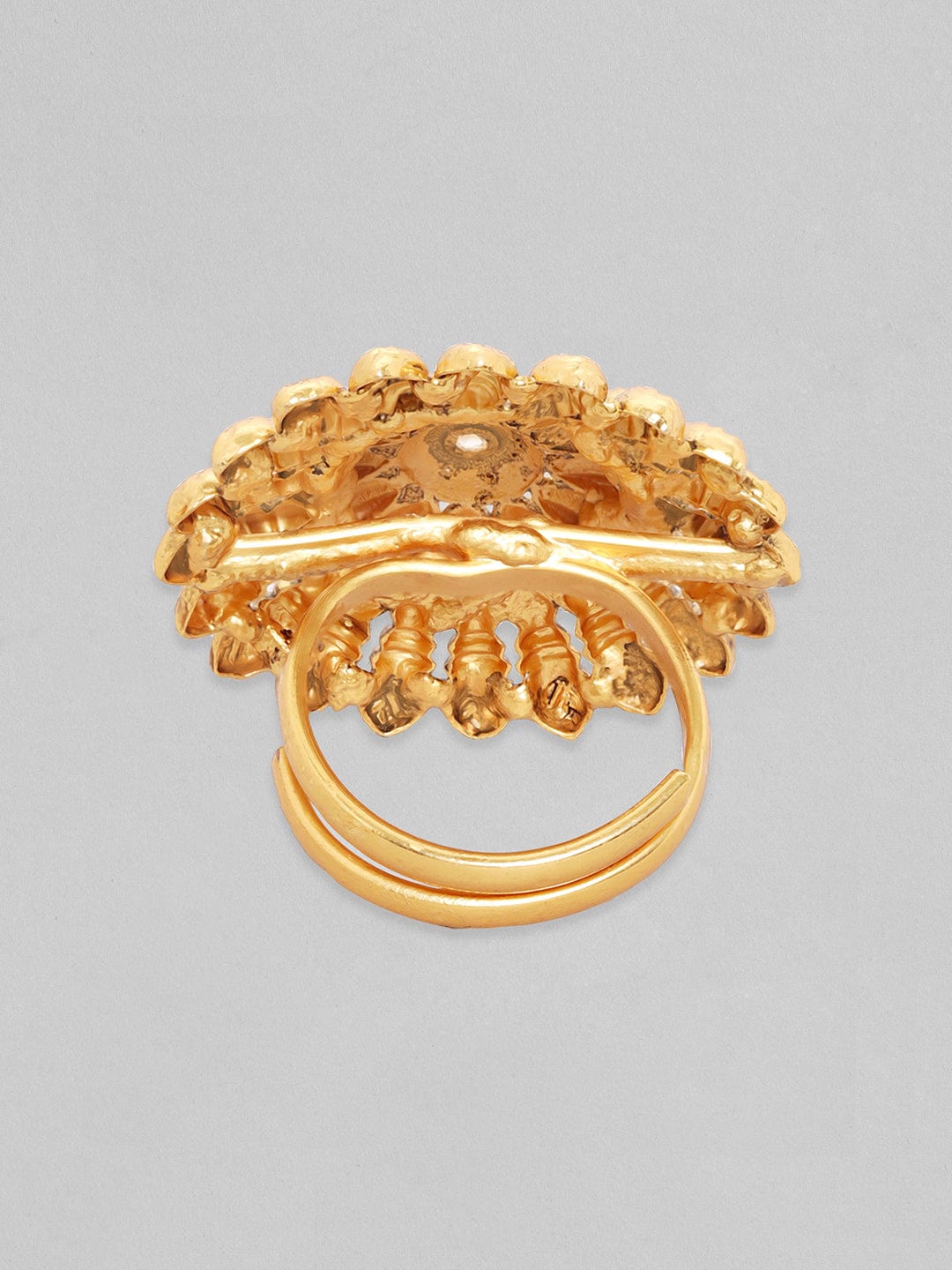 Rubans Luxury 22K Pure Gold Plated Finely Detailed Temple Statement Ring. Rings