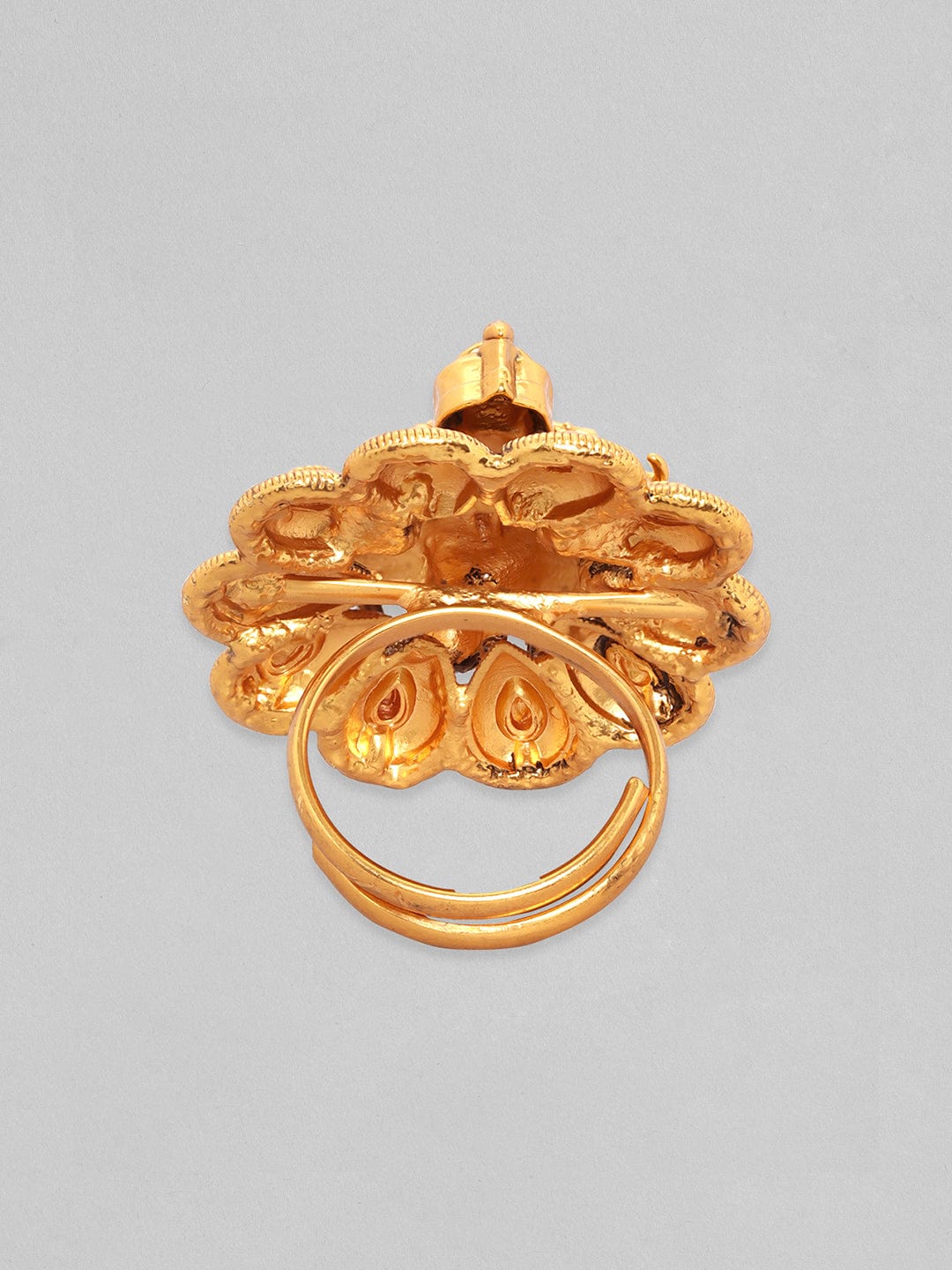 Rubans Luxury 22K Pure Gold Plated Tiny Ghungroo Detailed Temple Ring. Rings